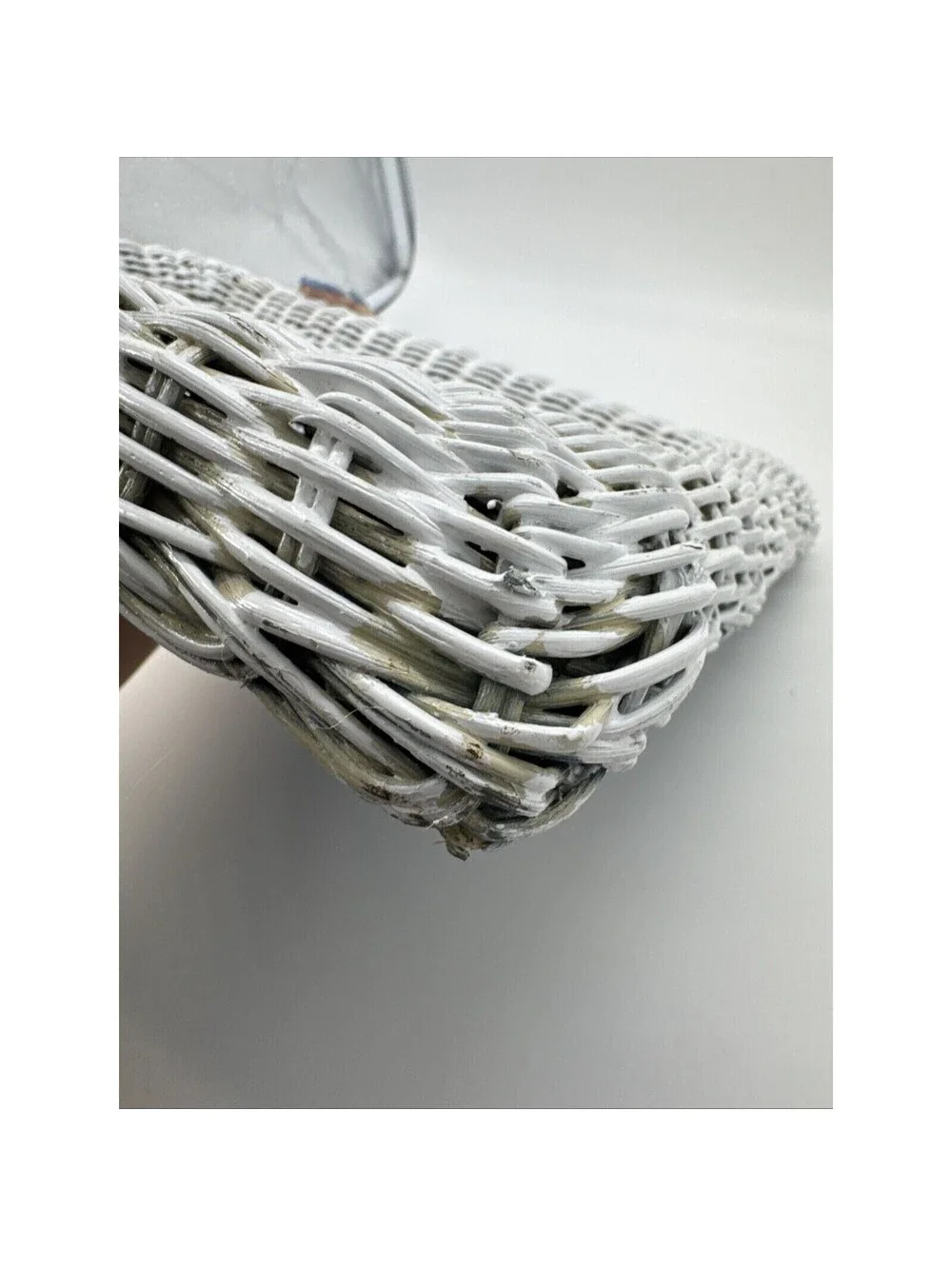 Vintage Square White Wicker Mirror 16x12